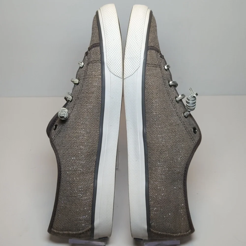 Sperry Top Sider Seacoast grey and silver metallic boat shoe woman's size 10